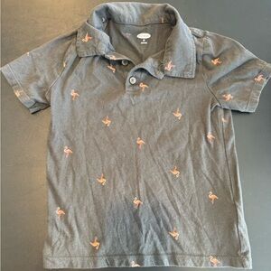 Old Navy Charcoal Polo with Flamingo Design